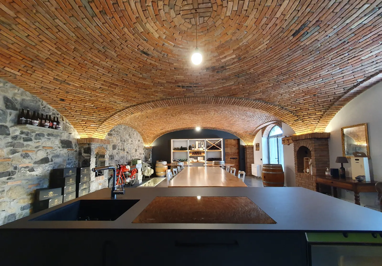 Vaulted brick wine kitchen by Pietrantiche